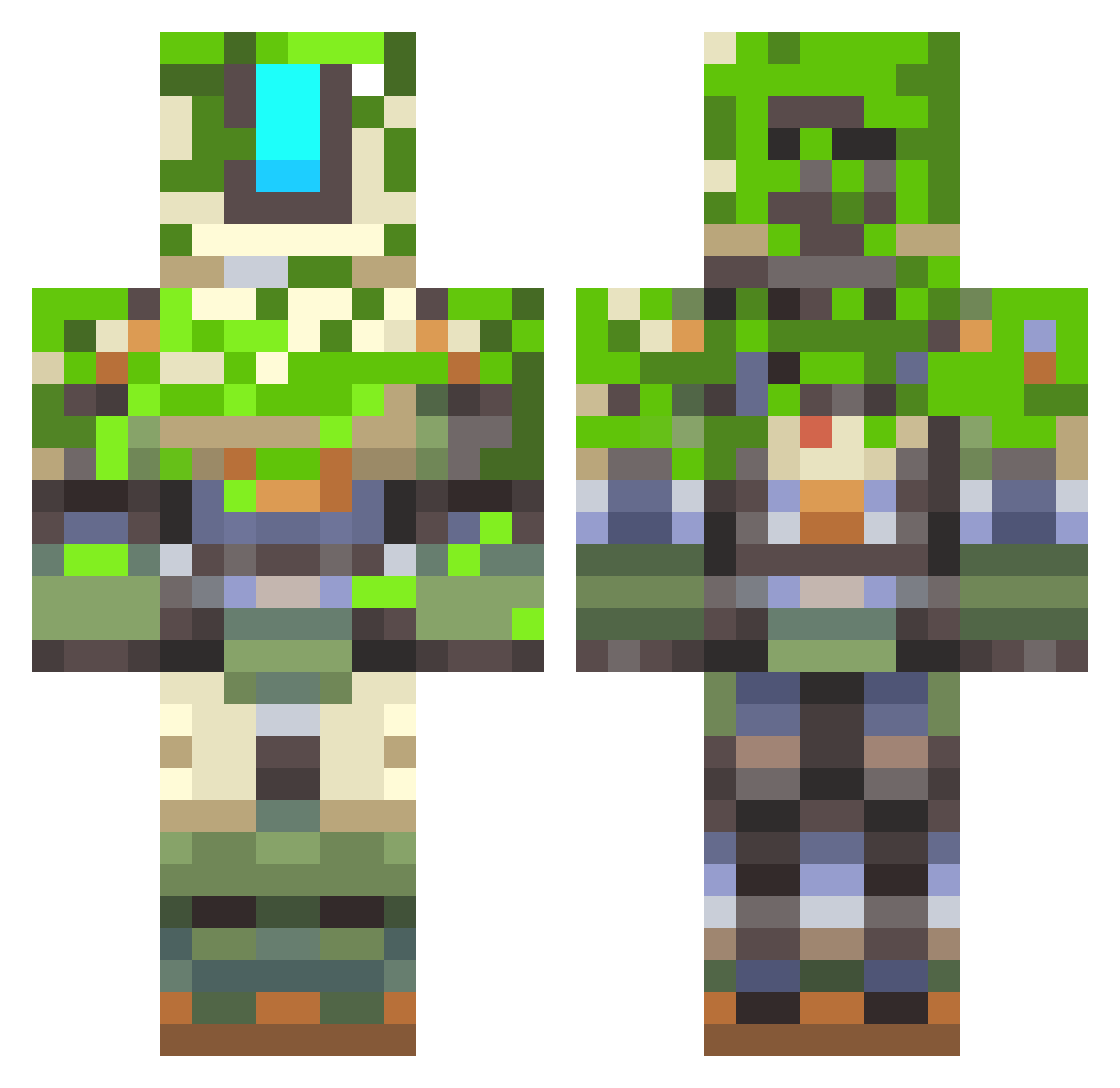 uncontinued Minecraft skin, front and back view