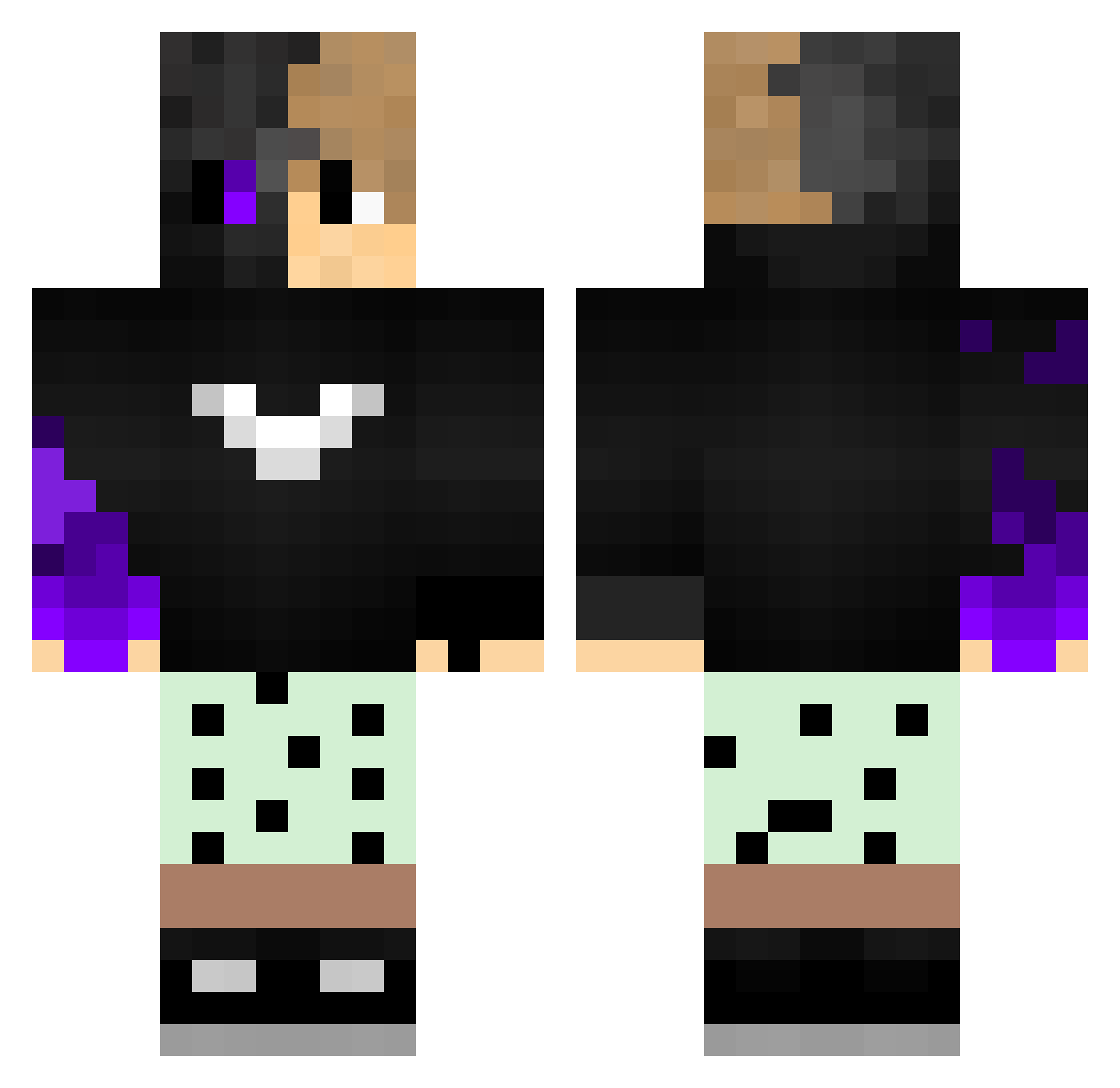 Zoris Minecraft skin, front and back view