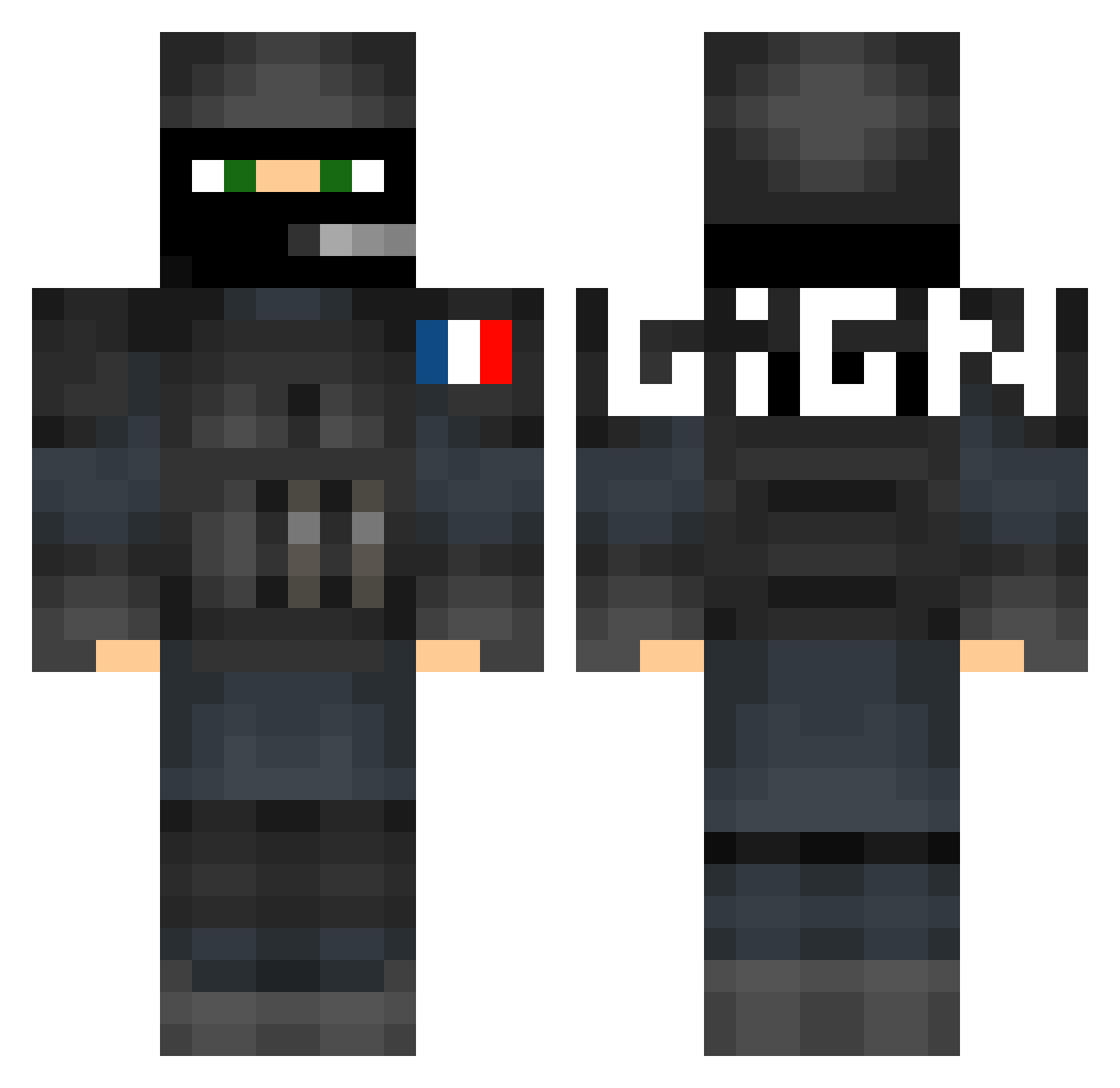 Volriver Minecraft skin, front and back view