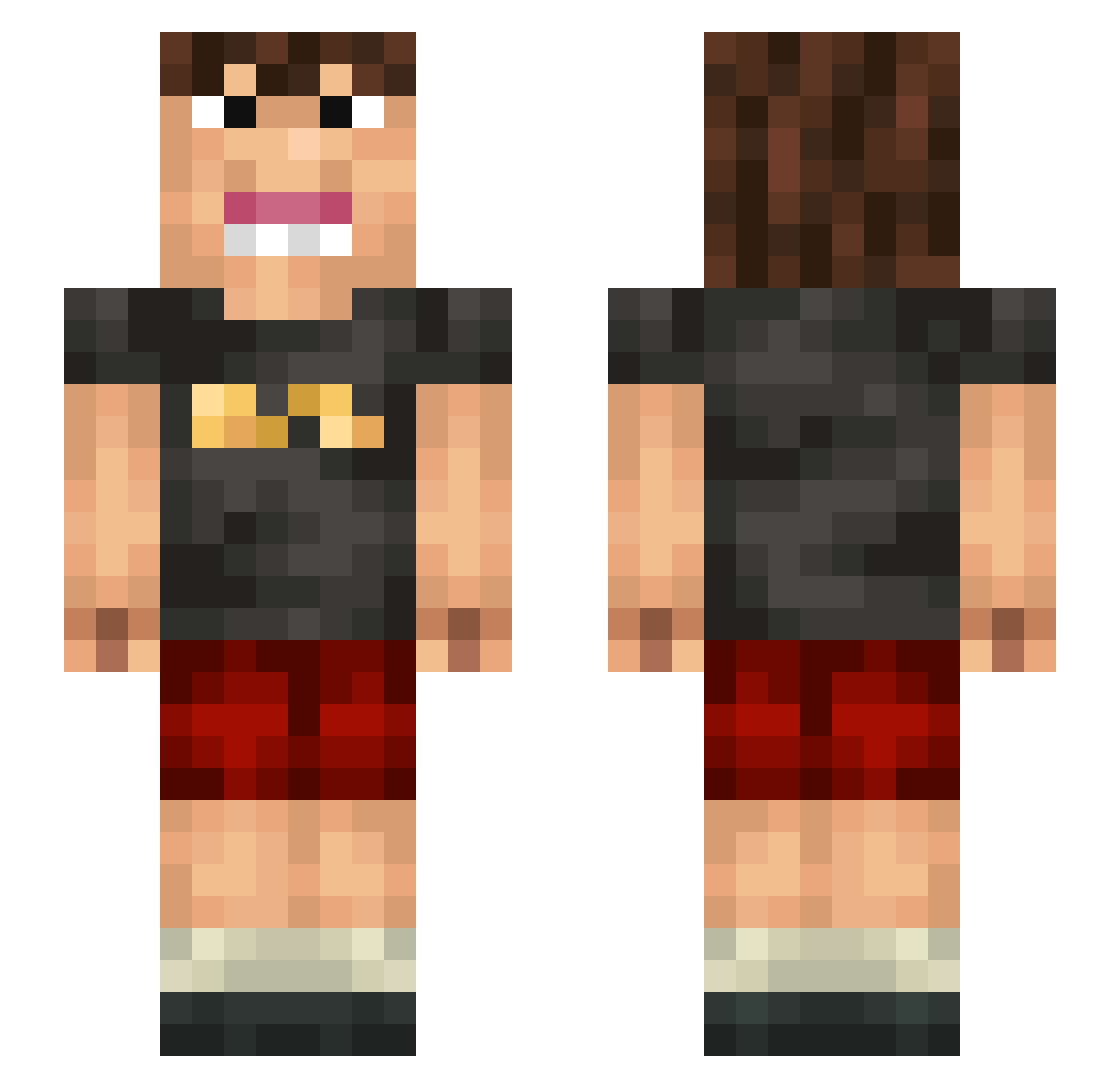 wiicto Minecraft skin, front and back view