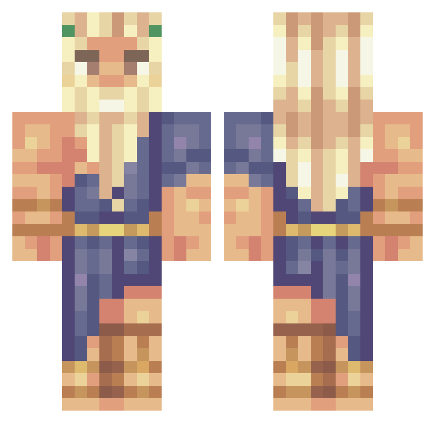 Yuujir0 Minecraft skin, front and back view