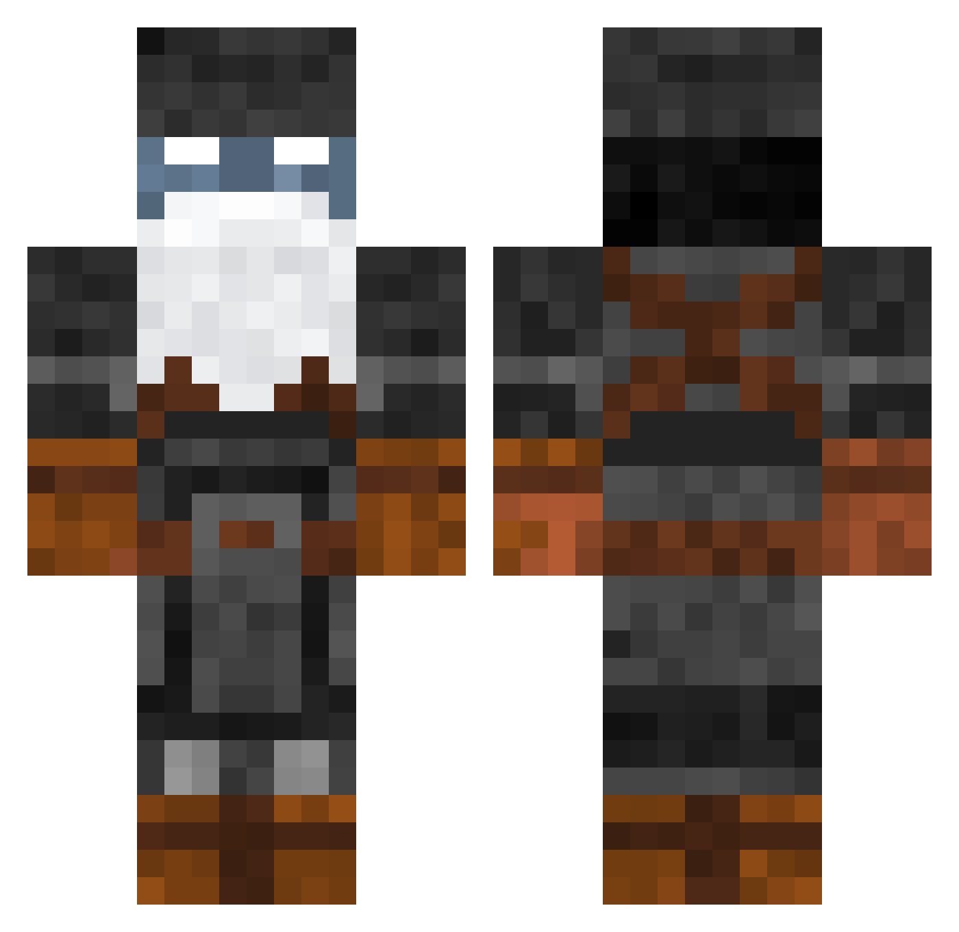 Thanatoasty Minecraft skin, front and back view