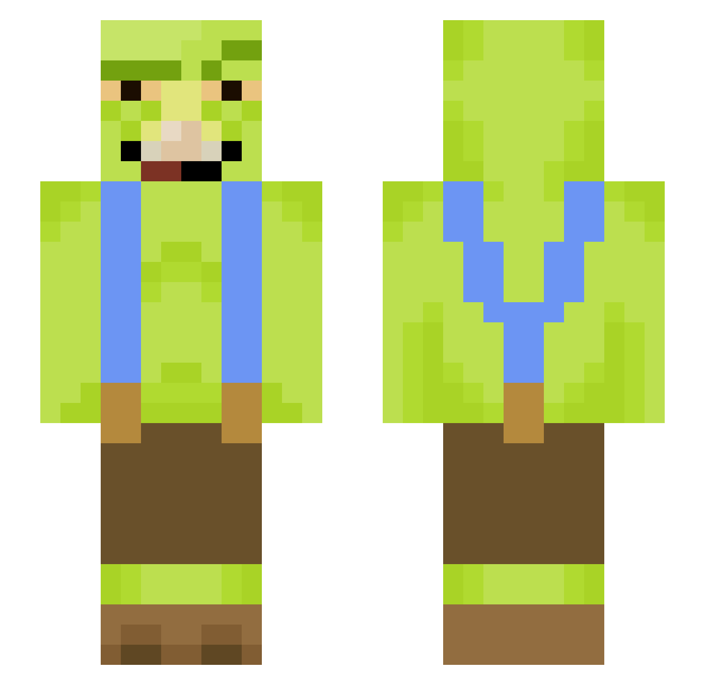 deadicates Minecraft skin, front and back view