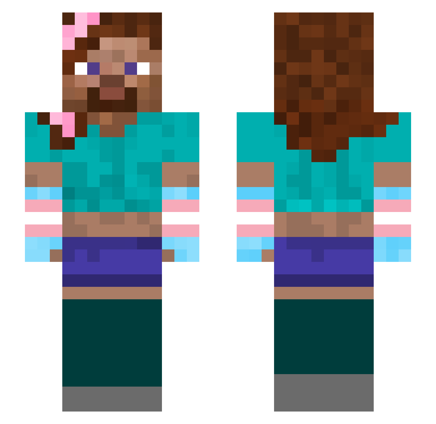 DawnColonThree Minecraft skin, front and back view