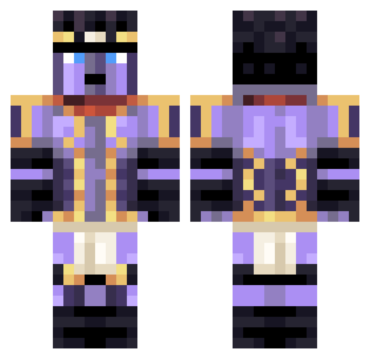galaxygamerpog Minecraft skin, front and back view