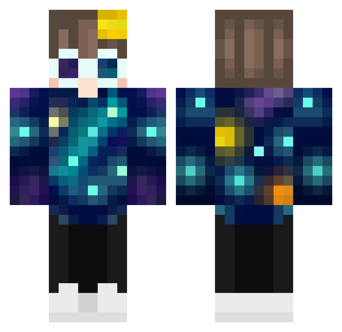 zZpace Minecraft skin, front and back view