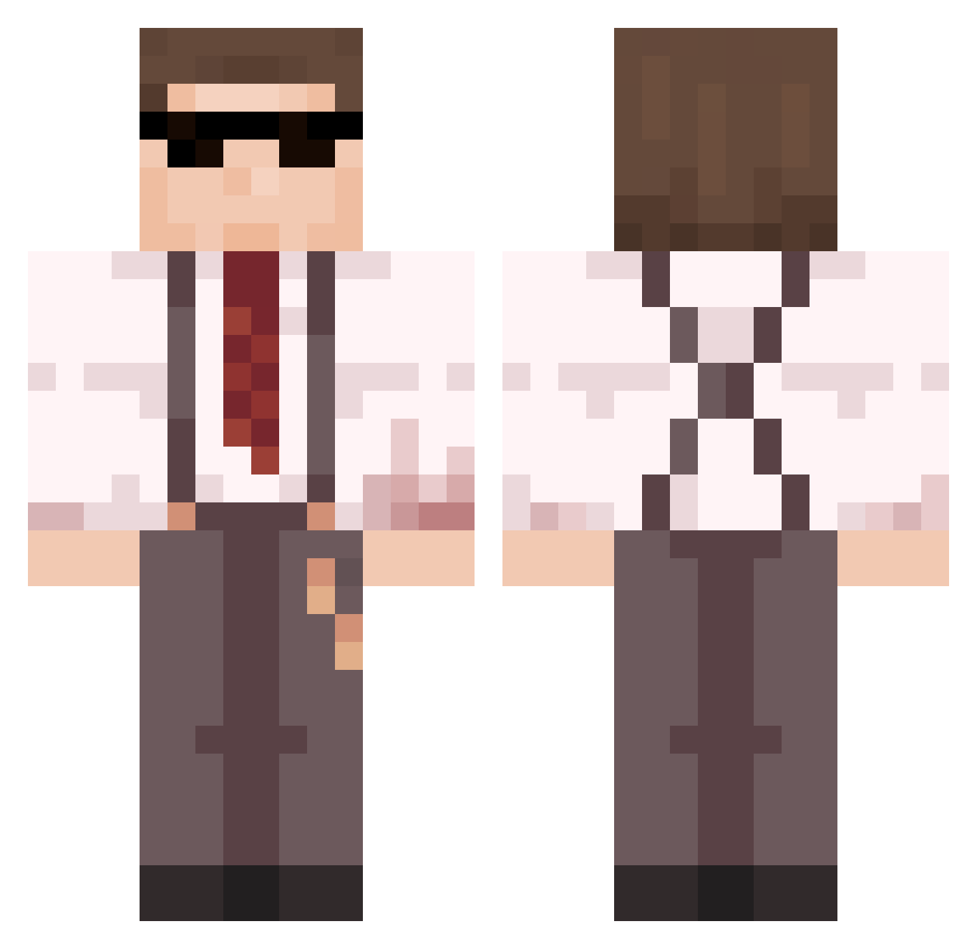 Arvents Minecraft skin, front and back view