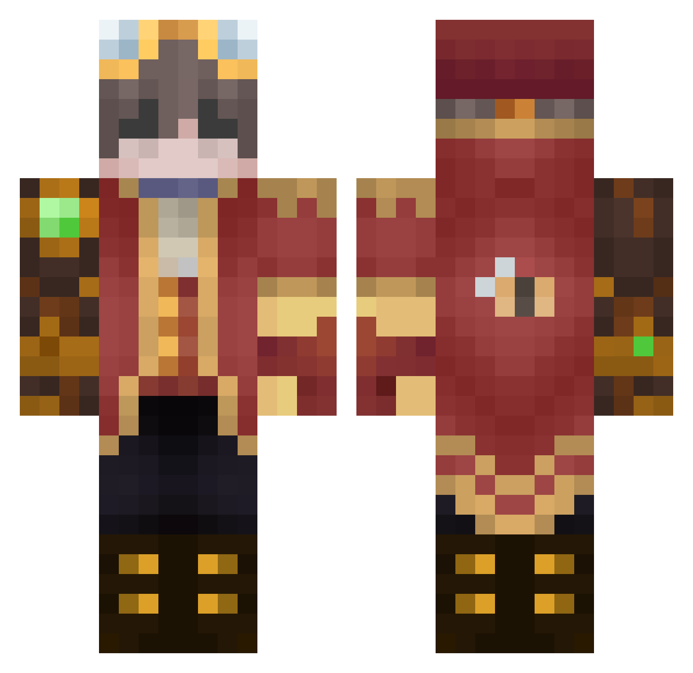_DARK_br Minecraft skin, front and back view