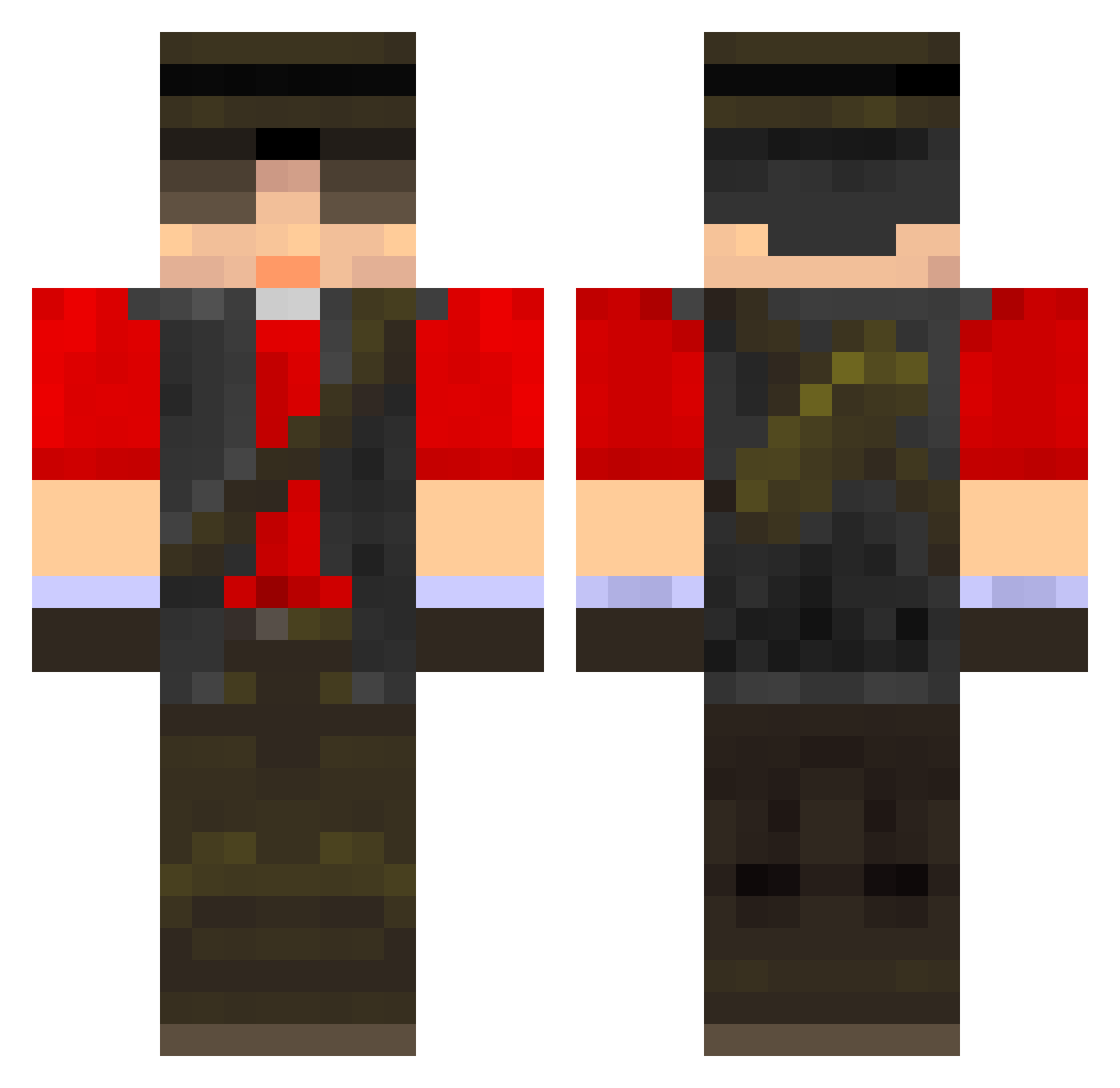 TearGas Minecraft skin, front and back view