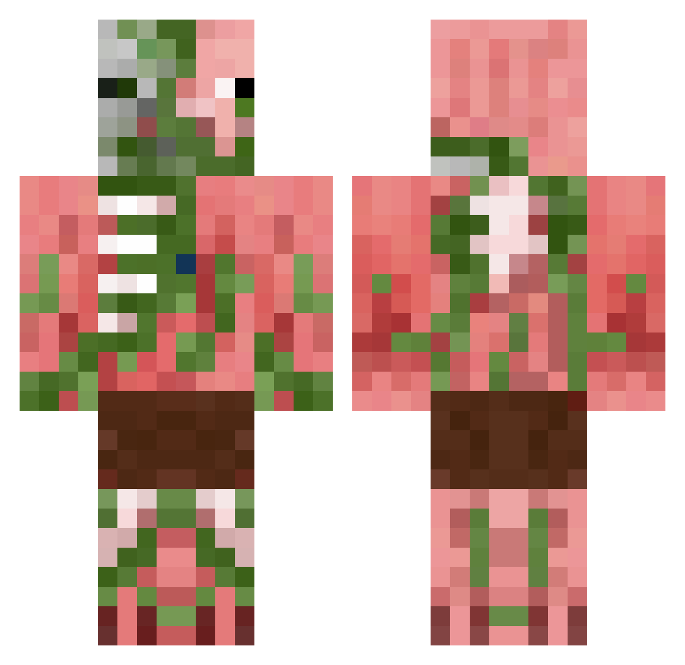 MCStuck Minecraft skin, front and back view