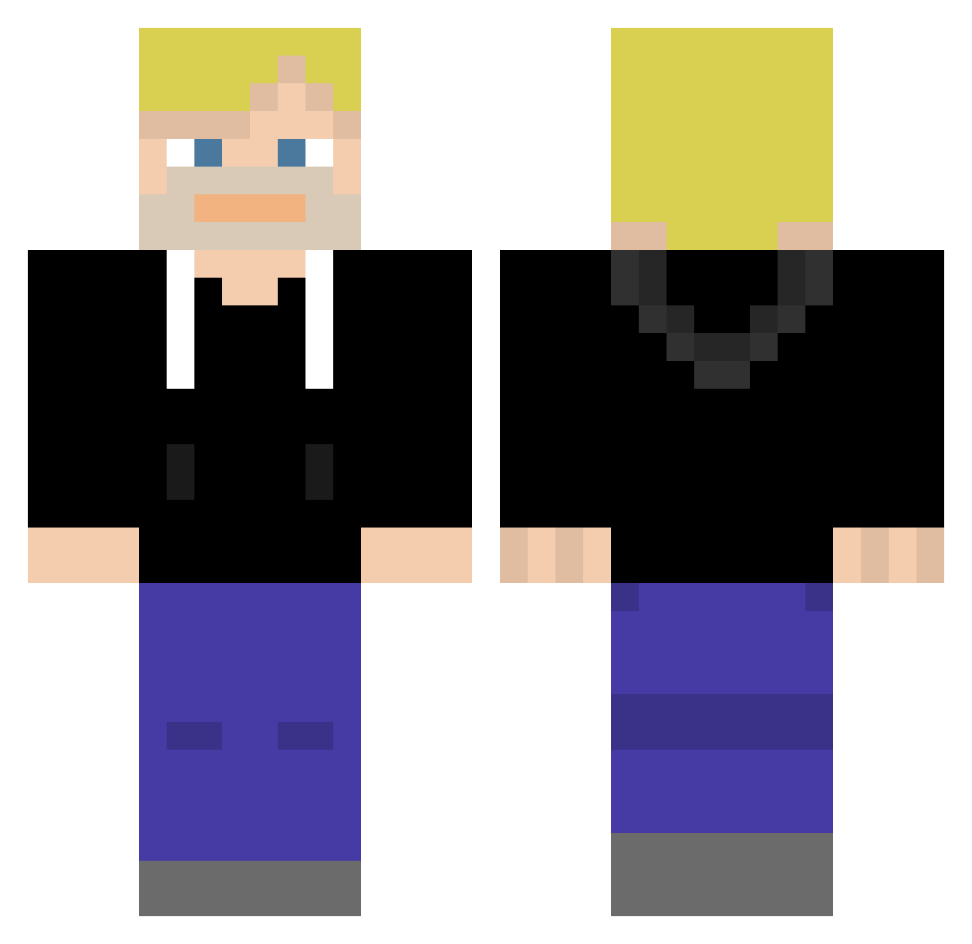 Hannez84 Minecraft skin, front and back view