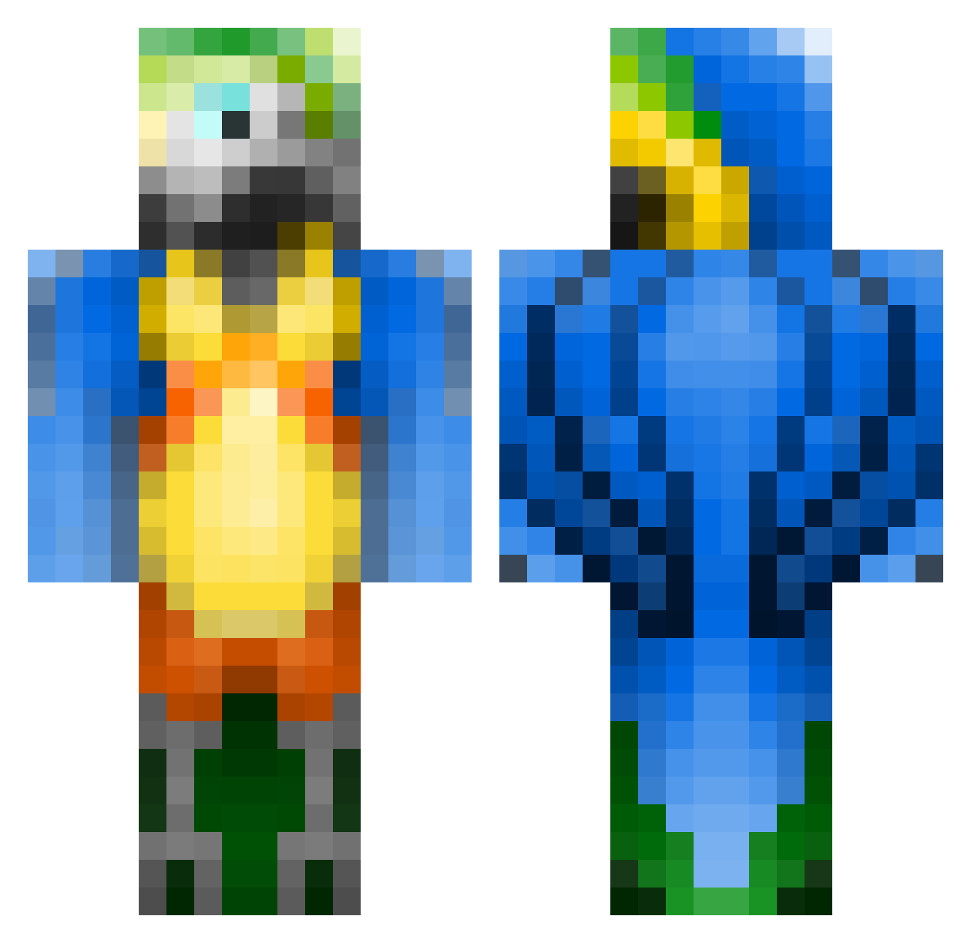 Upreach Minecraft skin, front and back view