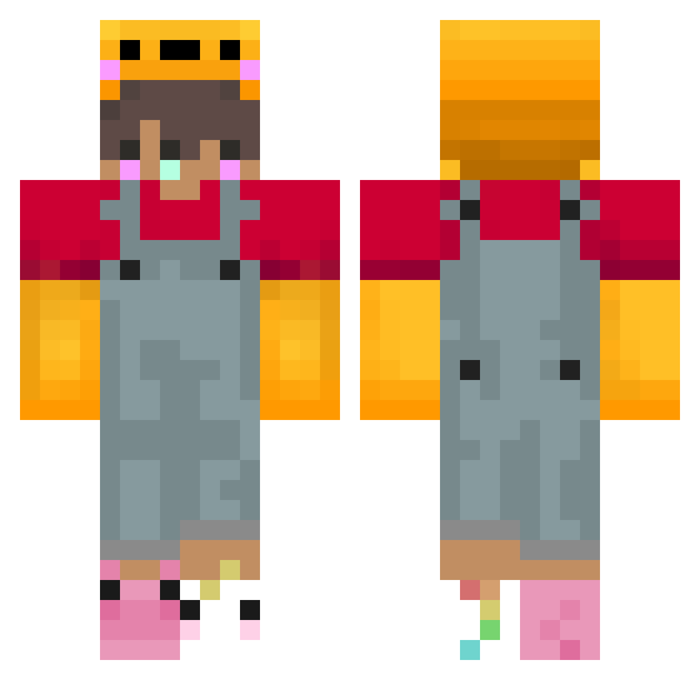 Needyourhorse Minecraft skin, front and back view