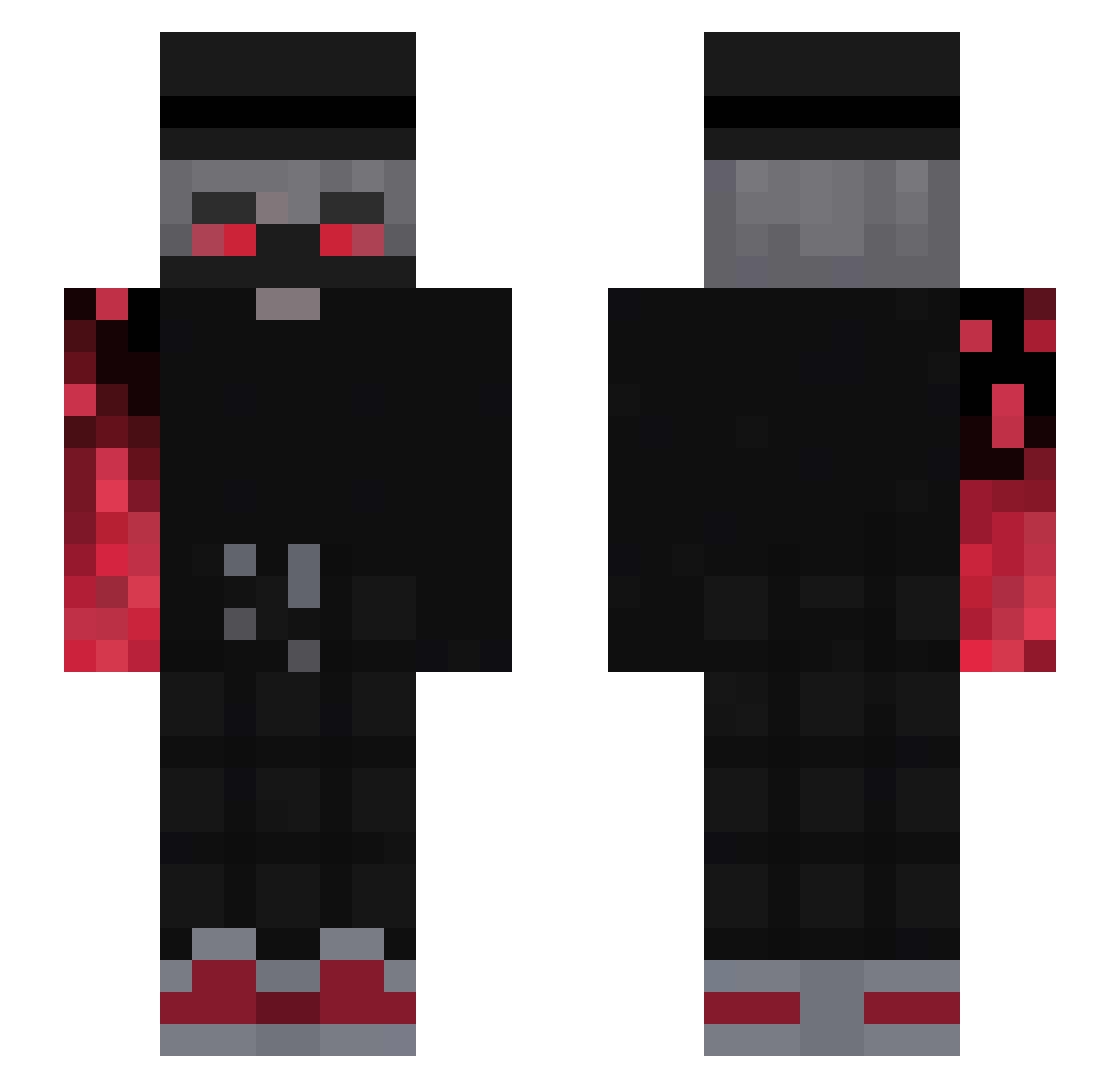 xaynedotexe Minecraft skin, front and back view