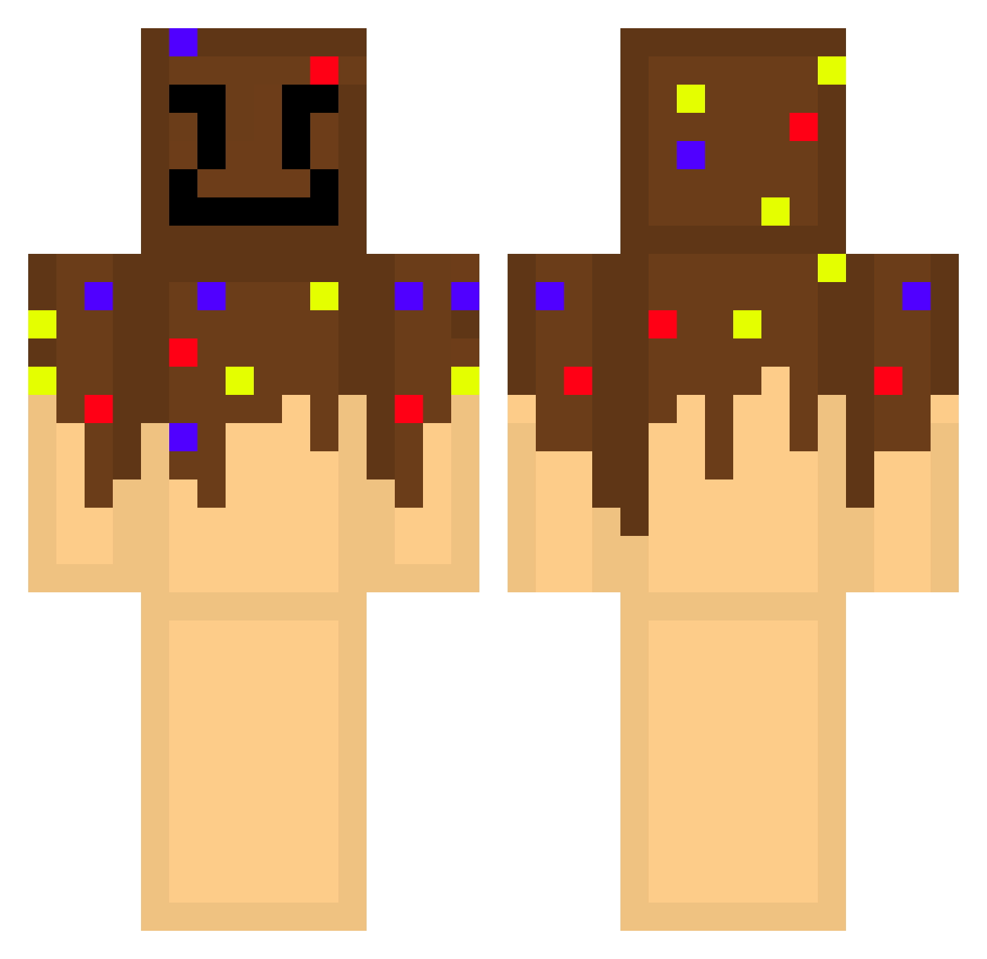 skaire Minecraft skin, front and back view