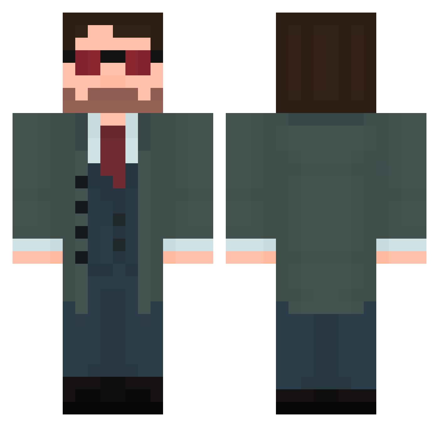 BanDeny Minecraft skin, front and back view