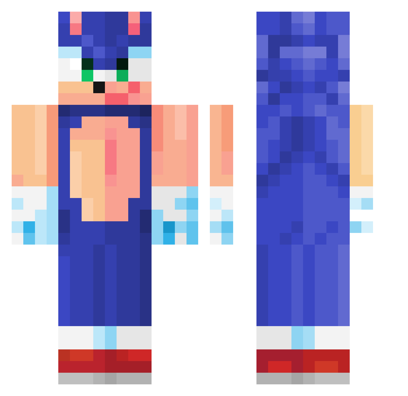 Siruelaxo Minecraft skin, front and back view