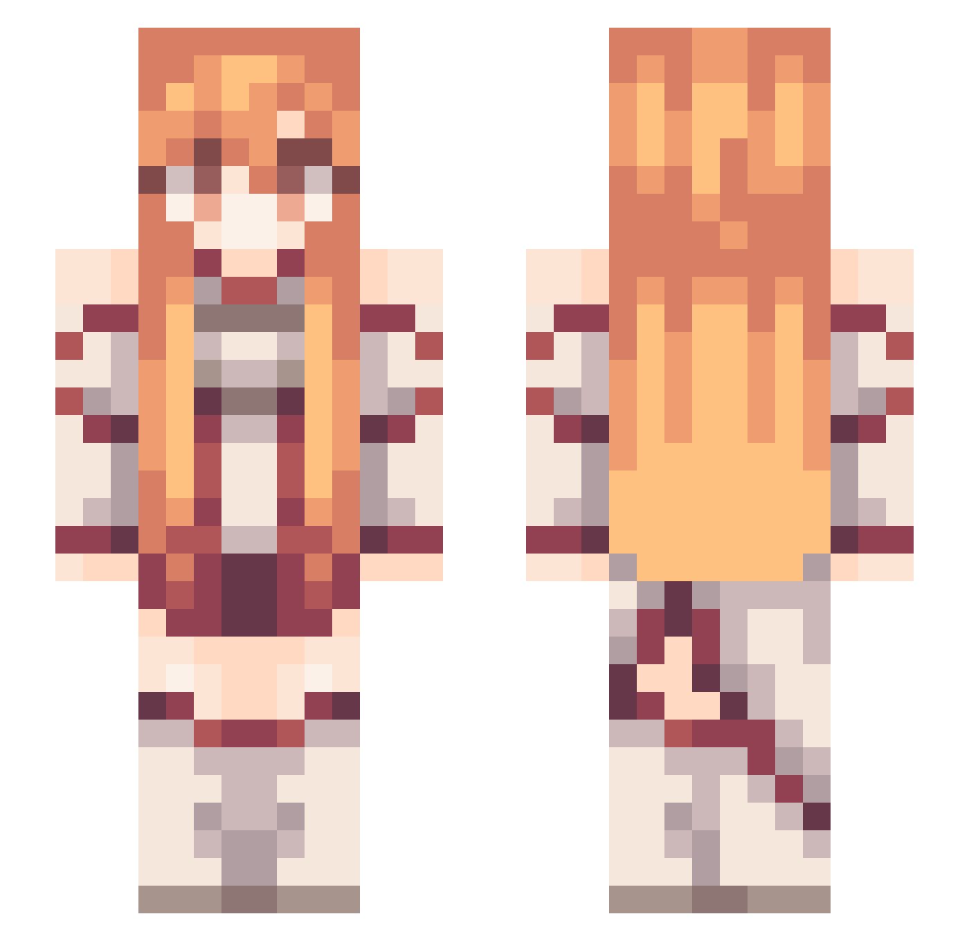 Rixoxo Minecraft skin, front and back view