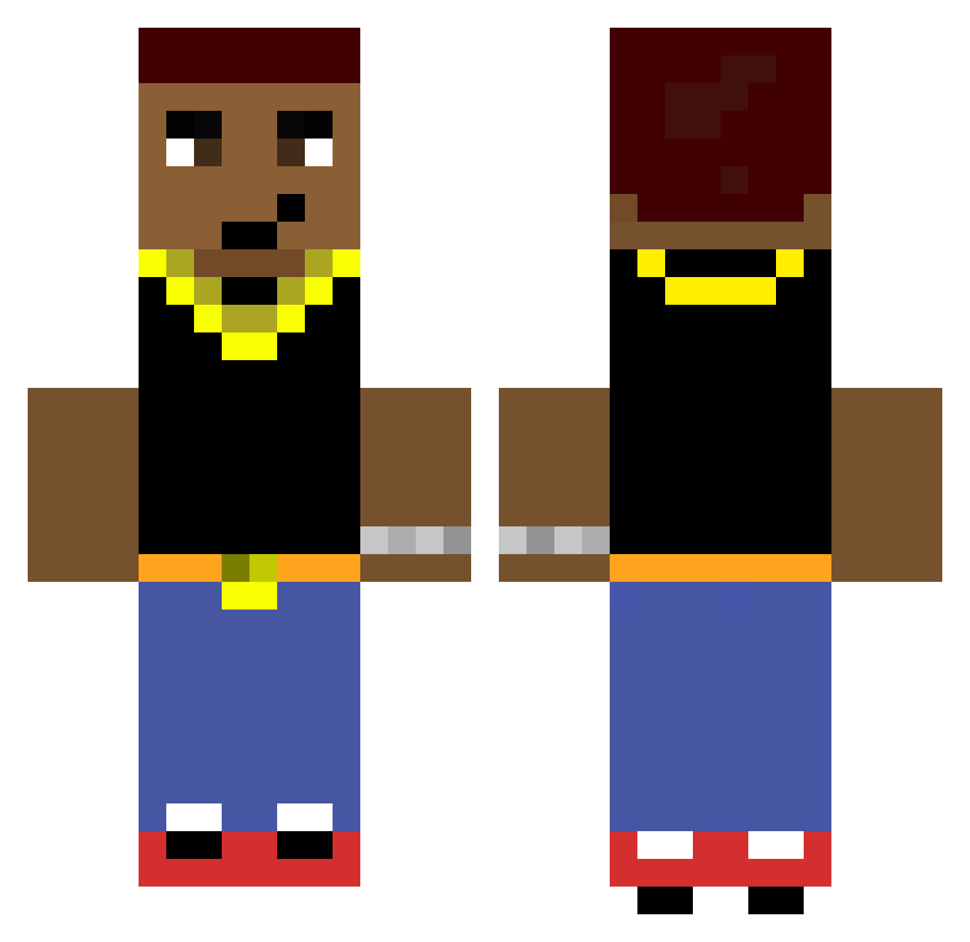 Yabbi Minecraft skin, front and back view