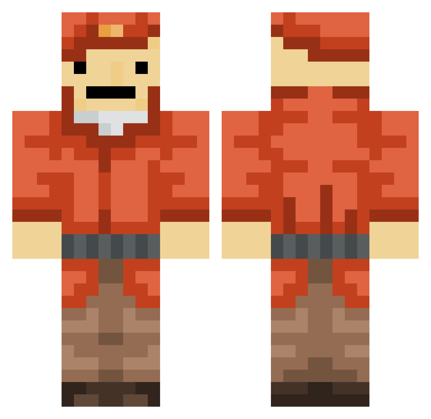 fetus Minecraft skin, front and back view