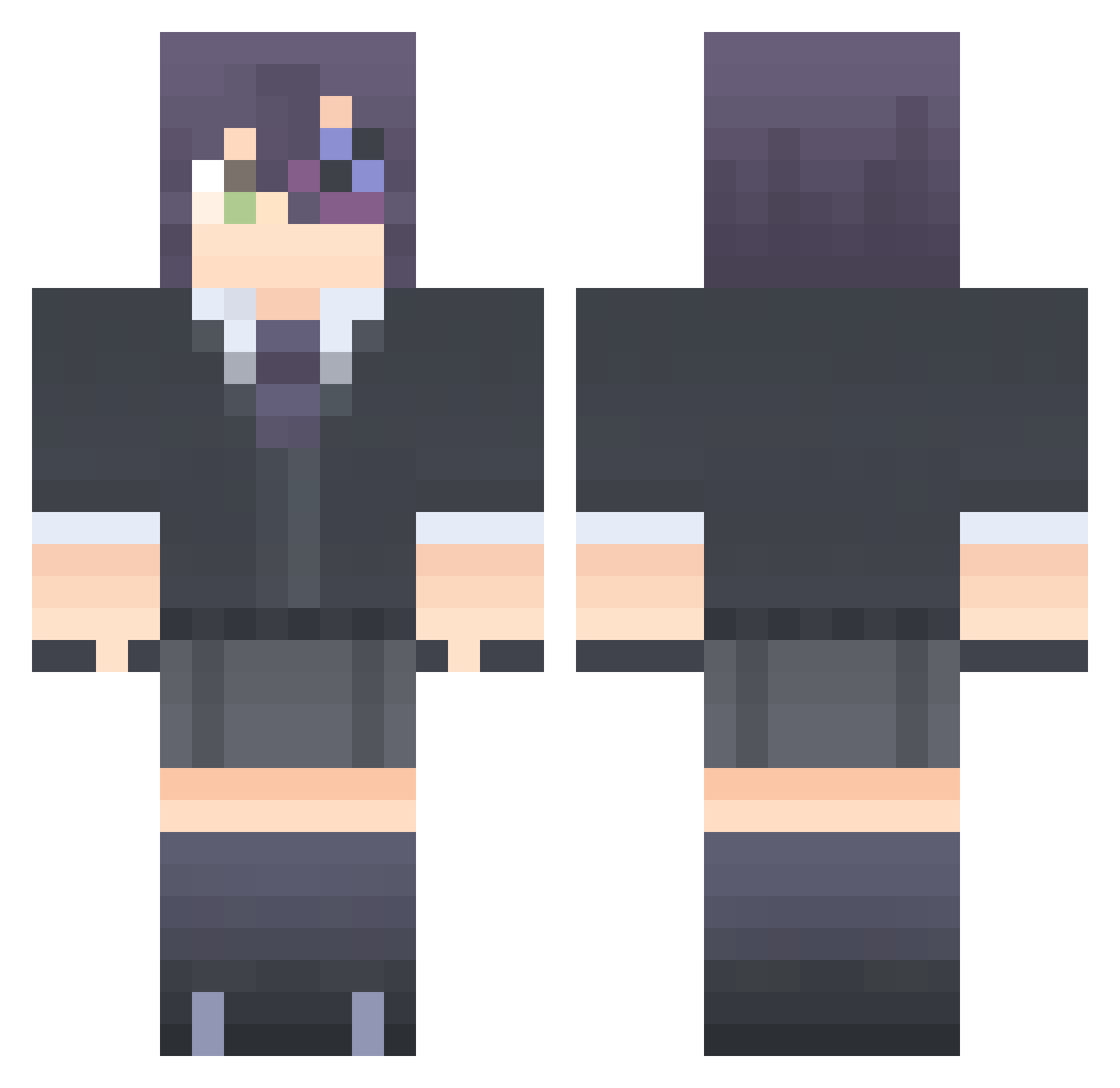 Palette Minecraft skin, front and back view