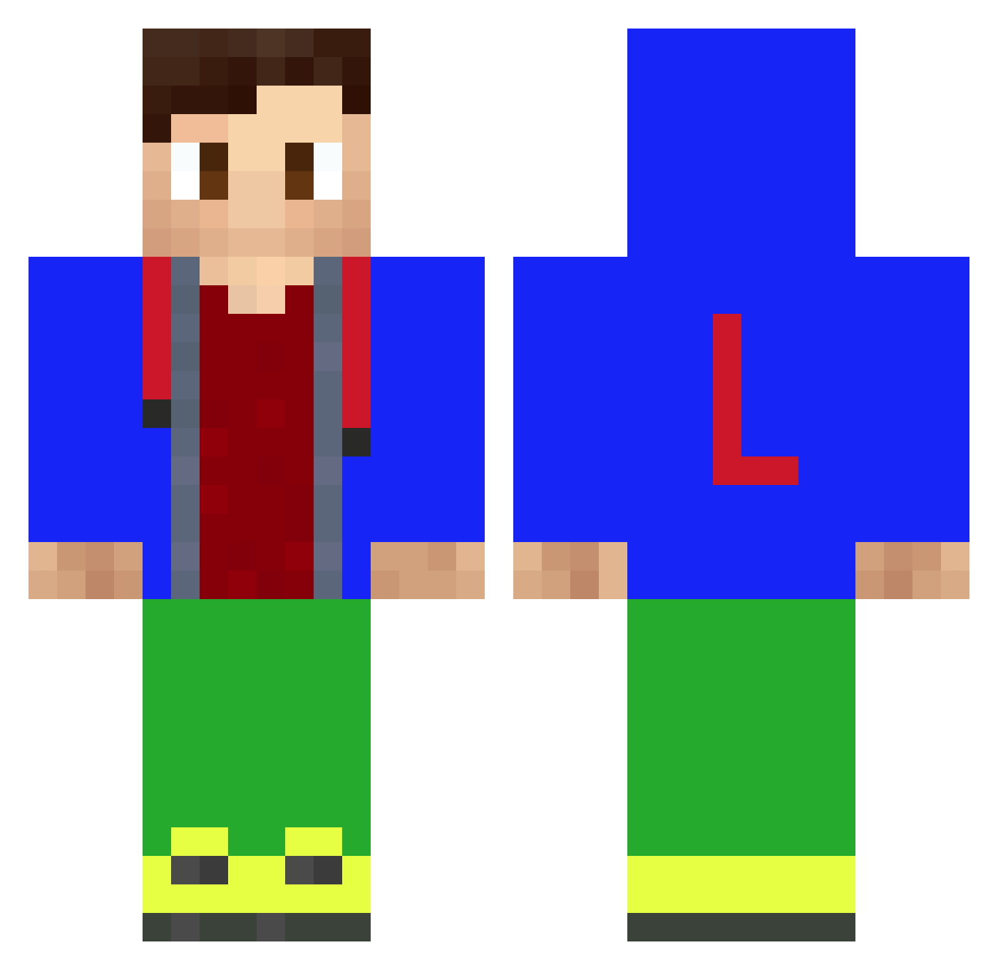 Ucal Minecraft skin, front and back view