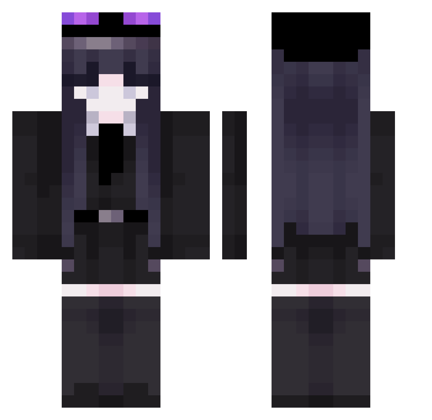 Sebbesss Minecraft skin, front and back view