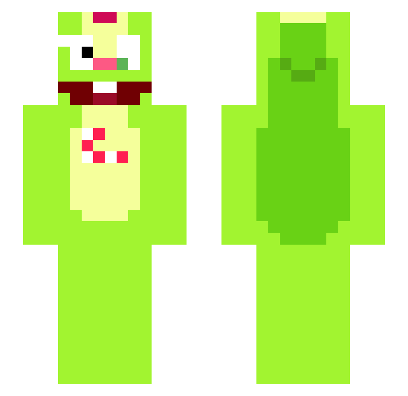 Speedcore Minecraft skin, front and back view