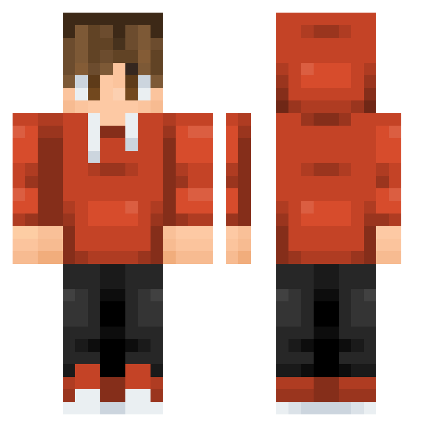 pullmyfinga Minecraft skin, front and back view