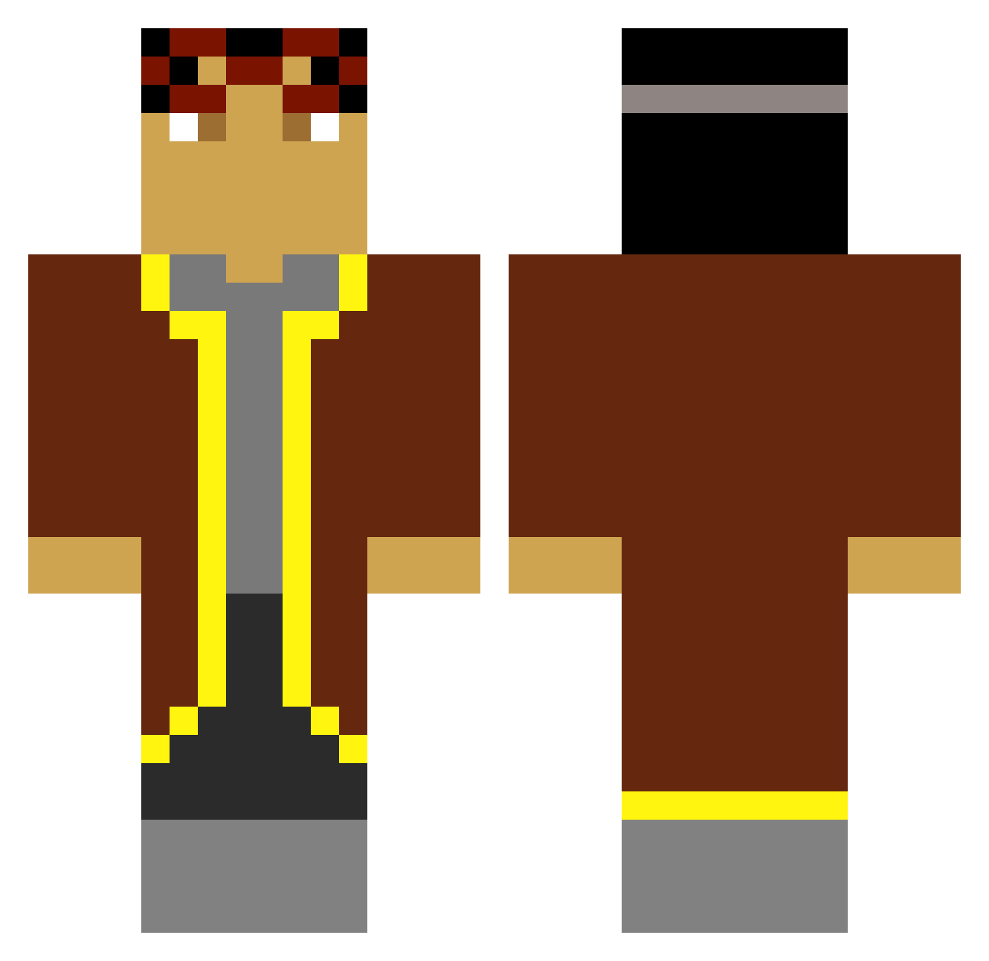 DrEvuul Minecraft skin, front and back view