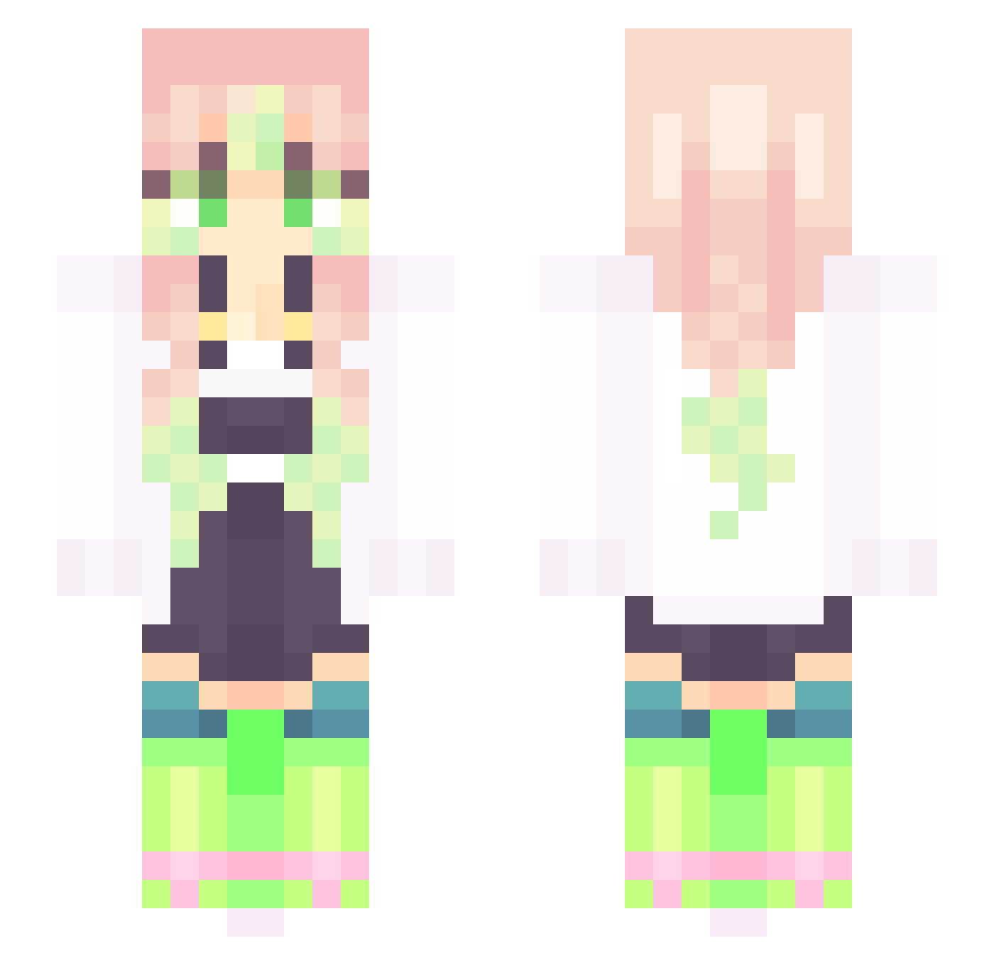 Eve0101 Minecraft skin, front and back view