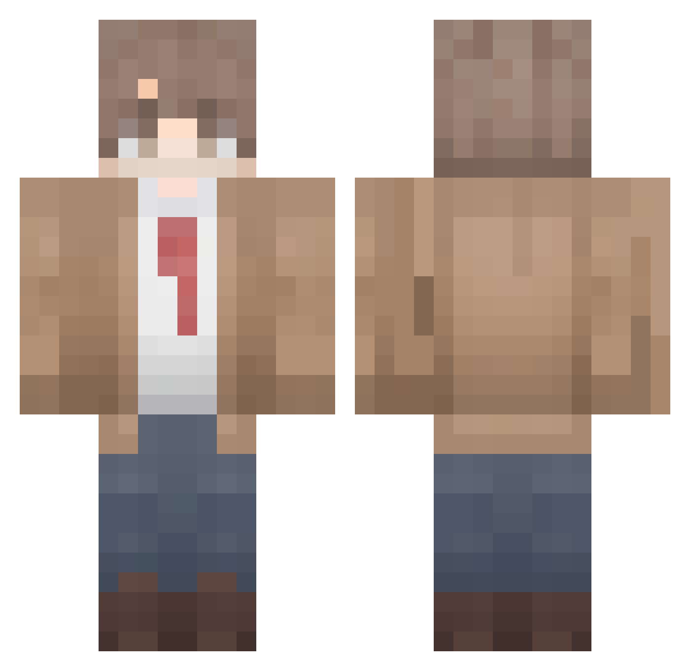 100Humildade Minecraft skin, front and back view