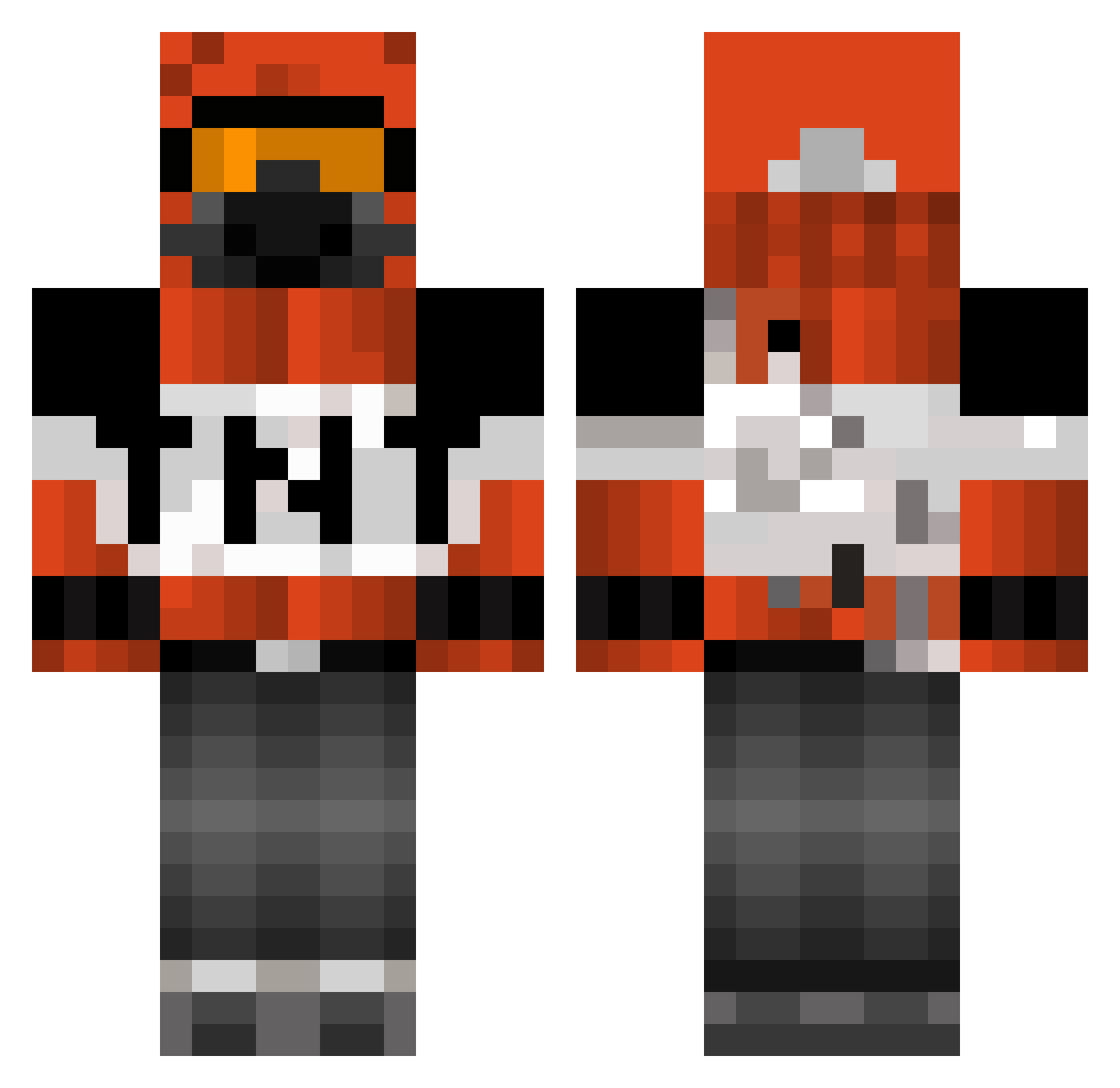 BOOMTOWN Minecraft skin, front and back view