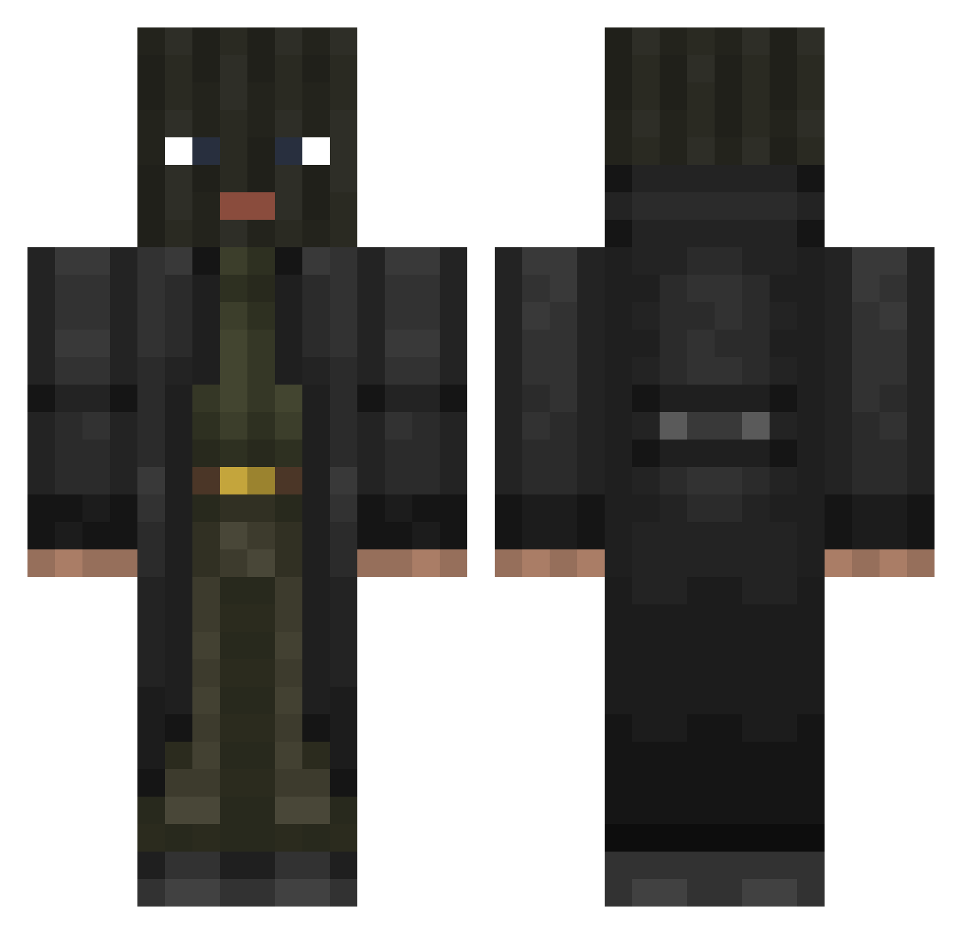 Pistol_Man Minecraft skin, front and back view