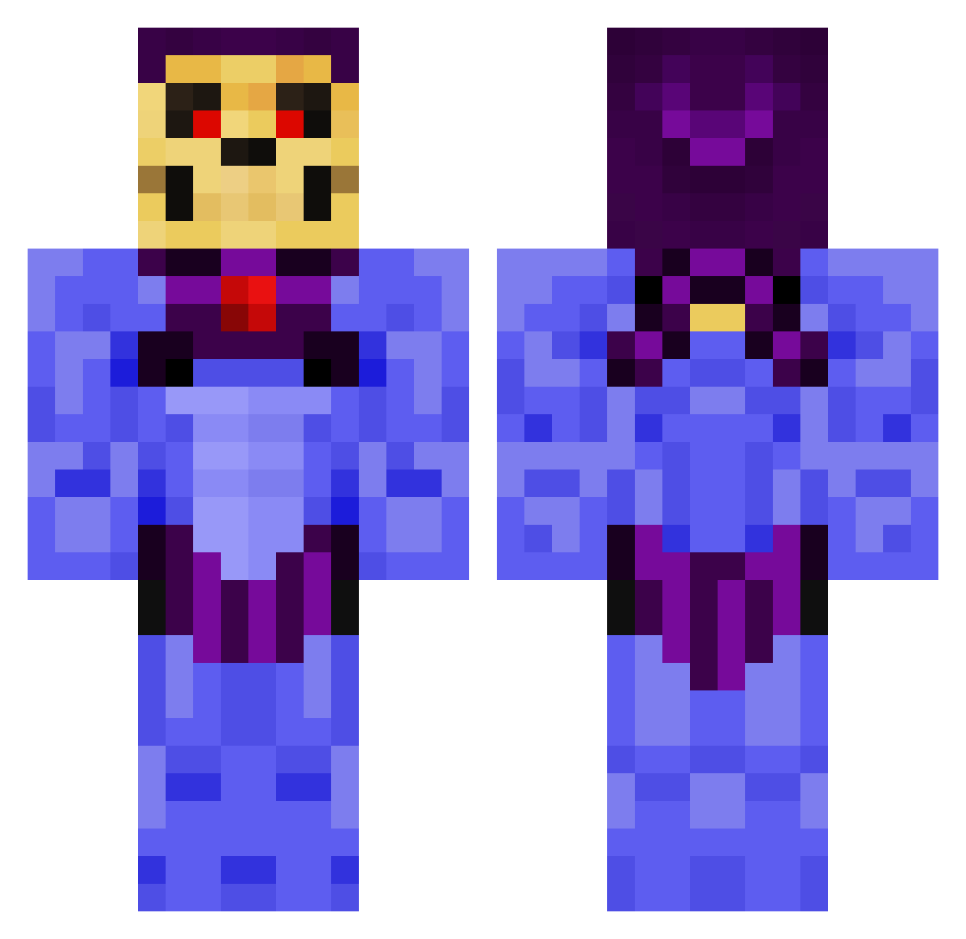 BiffinSnurgers Minecraft skin, front and back view