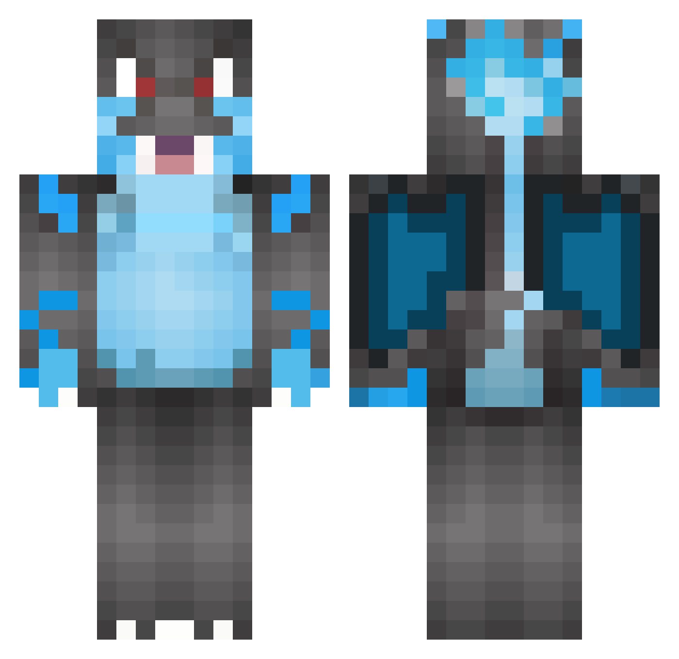 MeWantDood Minecraft skin, front and back view