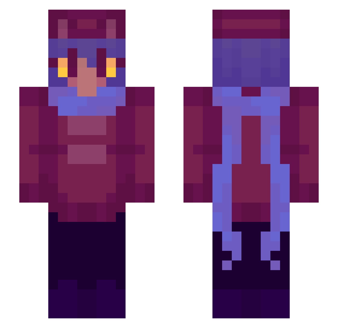 Trotrinii Minecraft skin, front and back view