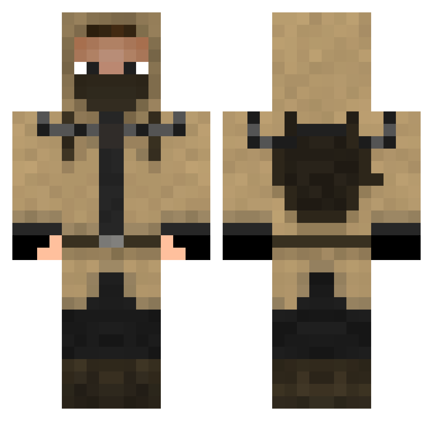 byc0dex Minecraft skin, front and back view