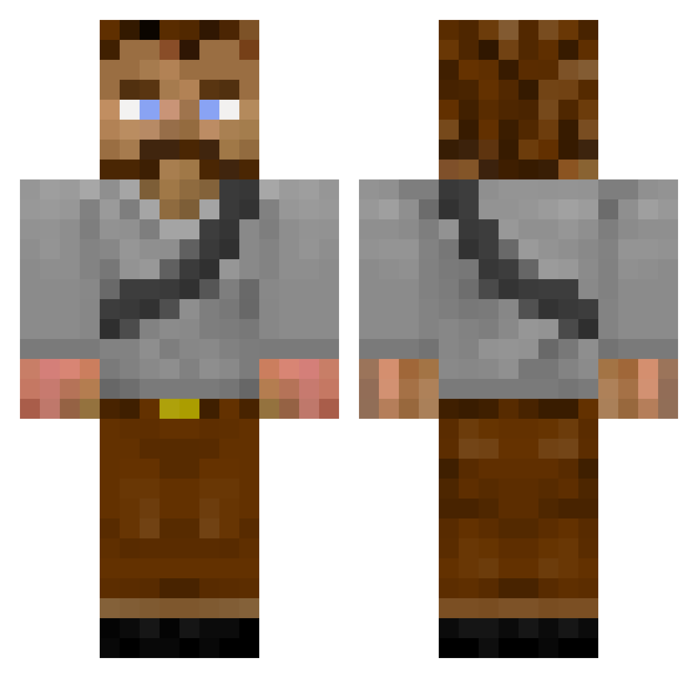 tisserumpe Minecraft skin, front and back view