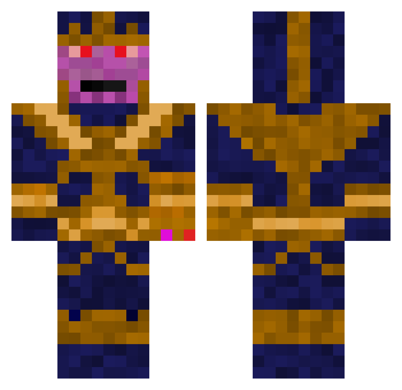 TYnaitroYT Minecraft skin, front and back view
