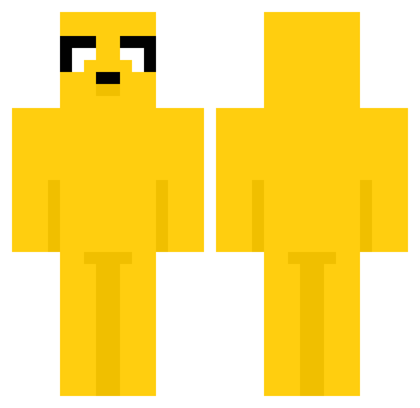 shiwru Minecraft skin, front and back view