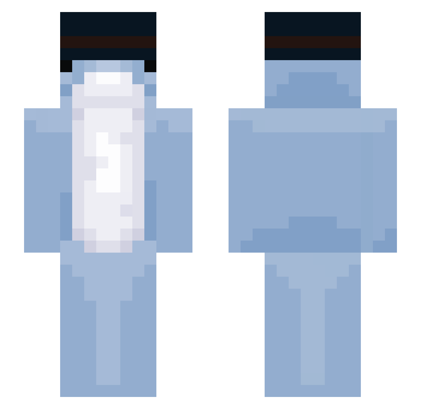 Yotago Minecraft skin, front and back view