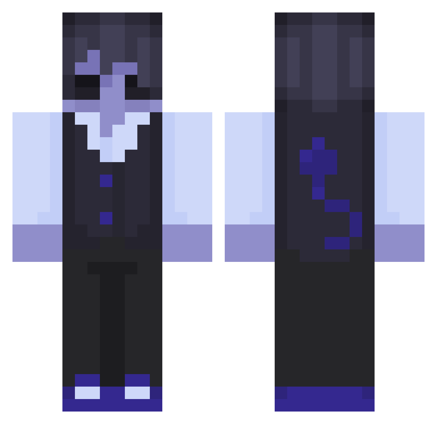 Jwuz Minecraft skin, front and back view