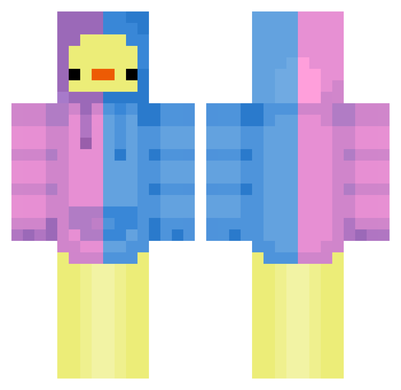 Robblel Minecraft skin, front and back view