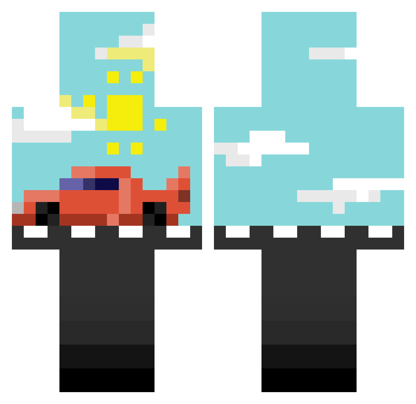b_xd Minecraft skin, front and back view