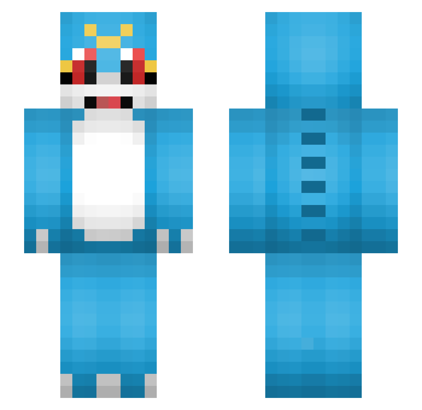 Superable Minecraft skin, front and back view
