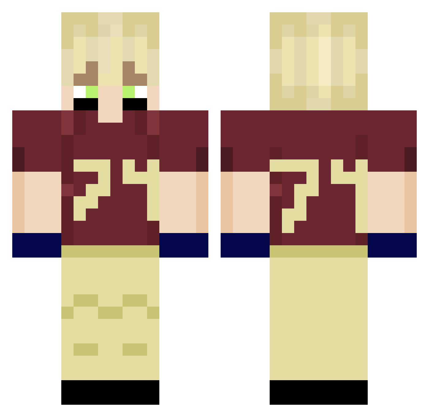 SwaneyWarriors75 Minecraft skin, front and back view