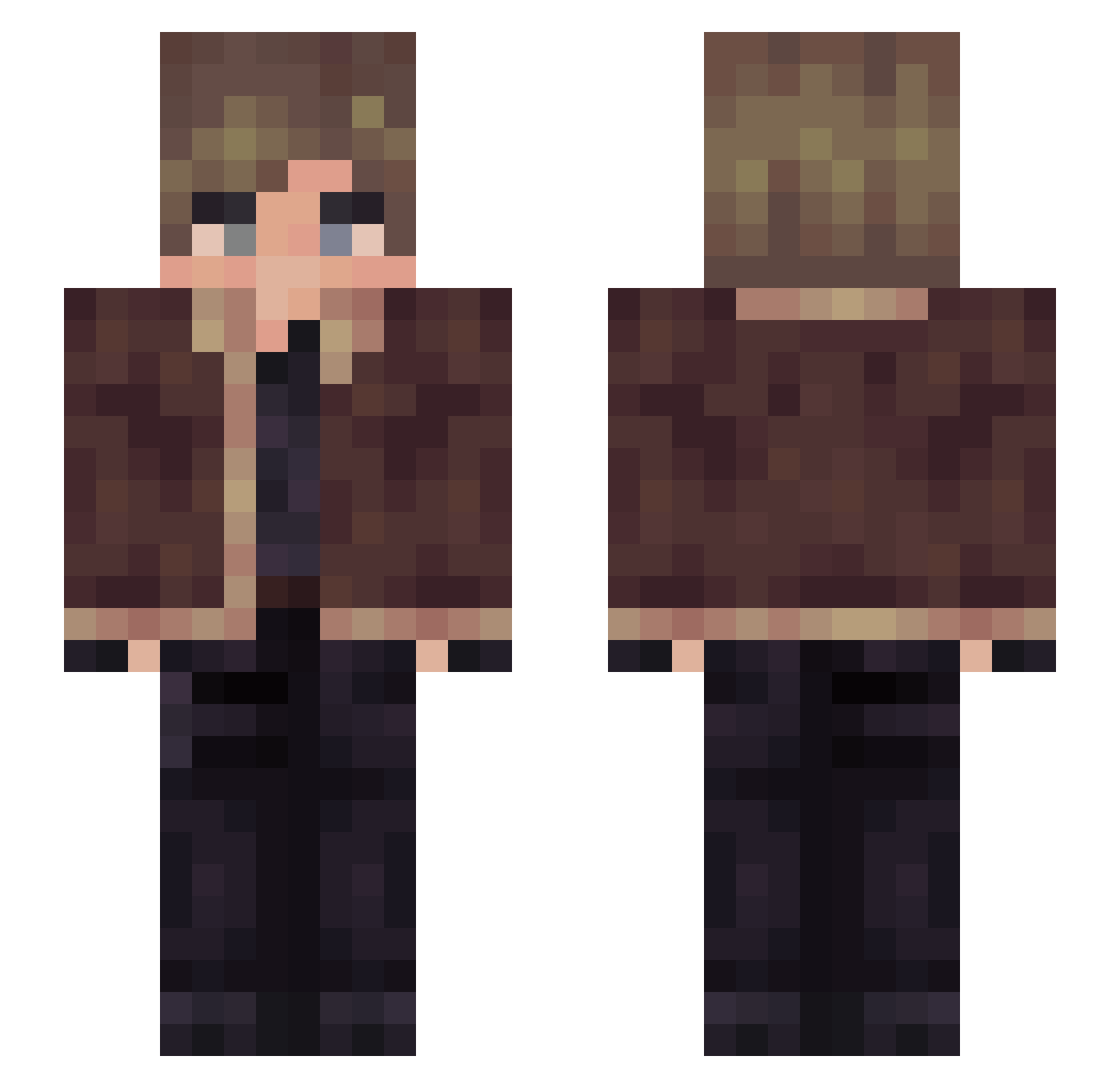 Taiga_Saito Minecraft skin, front and back view