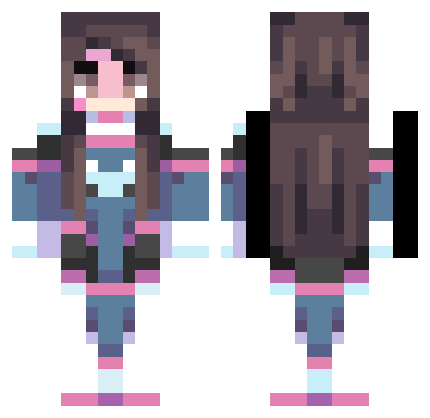 Eden1998 Minecraft skin, front and back view