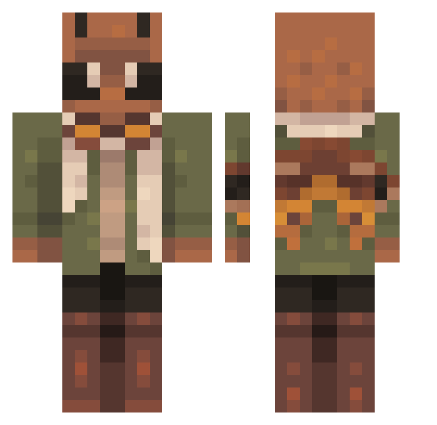 HunterBf Minecraft skin, front and back view
